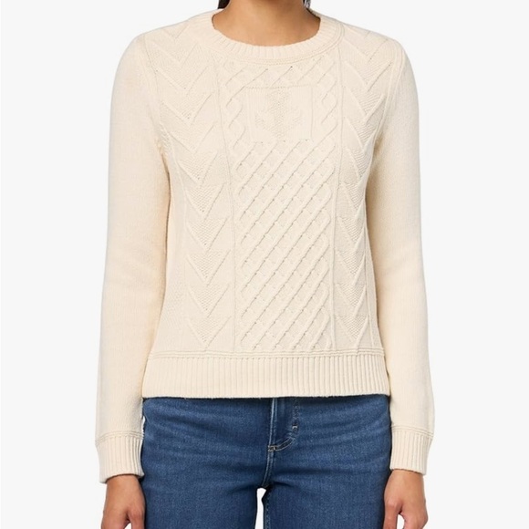 Nautica Women's Long Sleeve Anchor Crewneck Sweater white swan - Picture 1 of 5